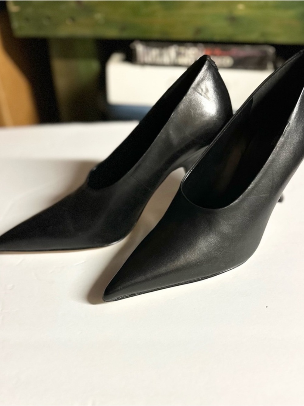 Michael Kors Black Pointed-Toe Leather Heels